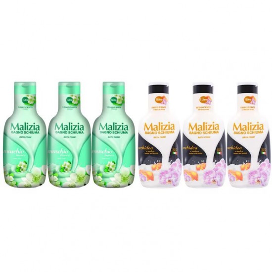 Pachet Promo: 3x Spumant De Baie Malizia Cu Mosc Alb 1l + 3x Spumant De Baie Malizia Orhidea & Ambra 1l