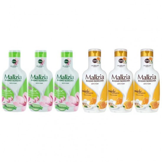 Pachet Promo: 3x Spumant De Baie Maliziacu Aloe & Magnolia 1l + 3x Spumant De Baie Malizia Cu Miere Si Ghimbir 1l