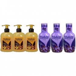 Pachet Promo: 3x Sapun Lichid Malizia Vanilie Si Argan 300 Ml + 3x Spumant De Baie Malizia Cu Petale De Iris 1l