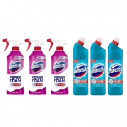 Pachet Promo: 3x Domestos Spray Spuma Baie Floral 435 Ml + 3x Domestos Atlantic 750 Ml