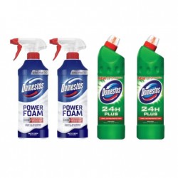 Pachet Promo: 2x Domestos Spray Spuma Baie Briza Marii 435 Ml + 2x Domestos Pine 750 Ml