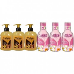 Pachet Promo: 3x Sapun Lichid Malizia Vanilie Si Argan 300 Ml + 3x Spumant De Baie Malizia Cu Fiori Di Lotto 1l
