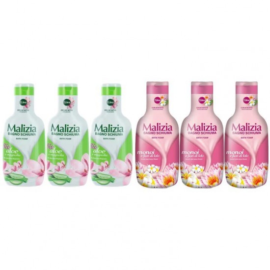 Pachet Promo: 3x Spumant De Baie Maliziacu Aloe & Magnolia 1l + 3x Spumant De Baie Malizia Cu Fiori Di Lotto 1l