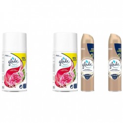 Pachet Promo: 2x Glade Odorizant Spray Rezerva Cherry And Peony 269ml + 2x Glade Odorizant Spray Romantic Vanilla 300ml