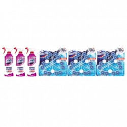 Pachet Promo: 3x Domestos Spray Spuma Baie Floral 435 Ml + 3x Domestos Power 5 Ocean 3x55 G