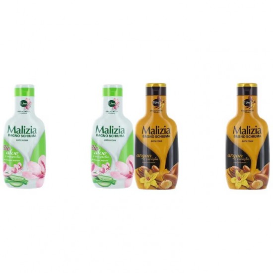 Pachet Promo: 2x Spumant De Baie Maliziacu Aloe & Magnolia 1l + 2x Spumant De Baie Malizia Cu Ulei De Argan Si Vanilie 1l