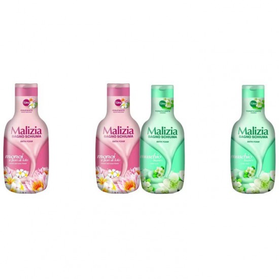 Pachet Promo: 2x Spumant De Baie Malizia Cu Mosc Alb 1l + 2x Spumant De Baie Malizia Cu Fiori Di Lotto 1l