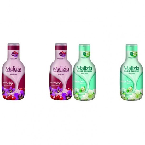 Pachet Promo: 2x Spumant De Baie Malizia Cu Goji Si Flori De Goji 1l + 2x Spumant De Baie Malizia Cu Mosc Alb 1l