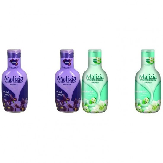 Pachet Promo: 2x Spumant De Baie Malizia Cu Petale De Iris 1l + 2x Spumant De Baie Malizia Cu Mosc Alb 1l