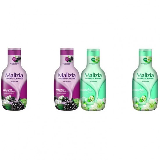 Pachet Promo: 2x Spumant De Baie Malizia Cu Mosc Alb 1l + 2x Spumant De Baie Malizia Mure Mora 1l