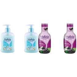 Pachet Promo: 2x Sapun Lichid Malizia  Muschio Bianco 300 Ml + 2x Spumant De Baie Malizia  Cu Mure Mora1l