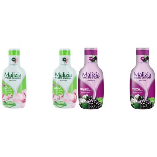 Pachet Promo: 2x Spumant De Baie Maliziacu Aloe & Magnolia 1l + 2x Spumant De Baie Malizia Mure Mora 1l