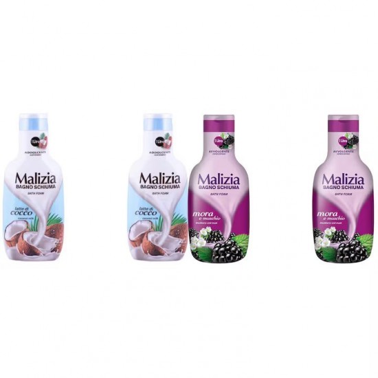 Pachet Promo: 2x Spumant De Baie Malizia Latte Di Cocco 1l + 2x Spumant De Baie Malizia Mure Mora 1l
