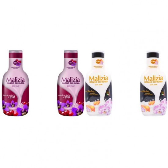 Pachet Promo: 2x Spumant De Baie Malizia Cu Goji Si Flori De Goji 1l + 2x Spumant De Baie Malizia Pino 1l