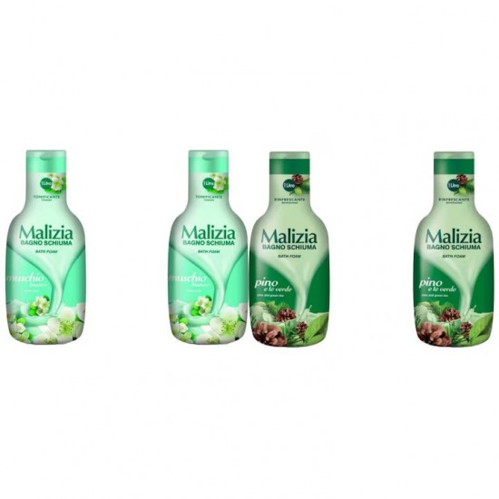 Pachet Promo: 2x Spumant De Baie Malizia Cu Mosc Alb 1l + 2x Spumant De Baie Malizia Pino 1l