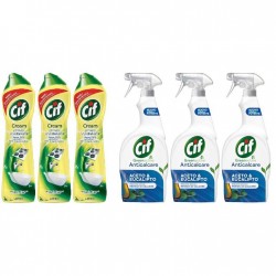 Pachet Promo: 3x Solutie Cif Cream Lemon 500 Ml + 3x Cif Spray Otet Si Eucalipt 650 Ml