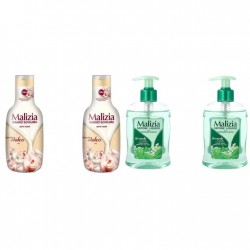 Pachet Promo: 2x Sapun Lichid Malizia Ceai Verde Si Menta 300 Ml + 2x Spumant De Baie Malizia Talco 1l