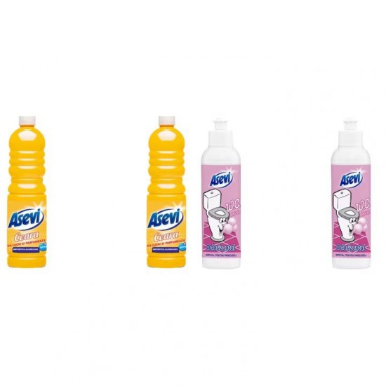 Pachet Promo: 2x Solutie Pardoseli Asevi 1l Ceara + 2x Asevi Odorizant Lichid 24h Wc Chicle, 200ml