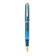 Stilou Classic M200 M, Cu Piston, Penita Din Otel Inoxidabil Placat Cu Aur, Accesorii Placate Cu Aur, Corp Golden Lapis, In Cutie Cadou