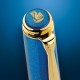 Stilou Classic M200 M, Cu Piston, Penita Din Otel Inoxidabil Placat Cu Aur, Accesorii Placate Cu Aur, Corp Golden Lapis, In Cutie Cadou