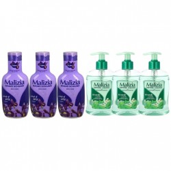 Pachet Promo: 3x Sapun Lichid Malizia Ceai Verde Si Menta 300 Ml + 3x Spumant De Baie Malizia  Cu Petale De Iris 1l