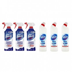 Pachet Promo: 3x Domestos Spray Spuma Baie Briza Marii 435 Ml + 3x Domestos White 750 Ml