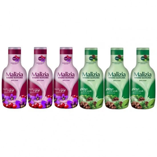 Pachet Promo: 3x Spumant De Baie Malizia Cu Goji Si Flori De Goji 1l + 3x Spumant De Baie Malizia Cu Pino 1l
