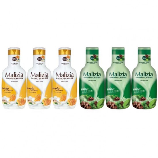 Pachet Promo: 3x Spumant De Baie Malizia Cu Miere Si Ghimbir 1l + 3x Spumant De Baie Malizia Pino 1l