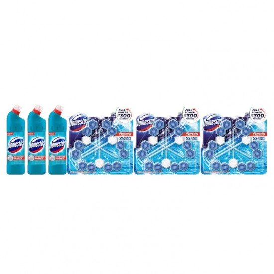 Pachet Promo: 3x Domestos Atlantic 750 Ml + 3x Domestos Power 5 Ocean 3 X 55 G