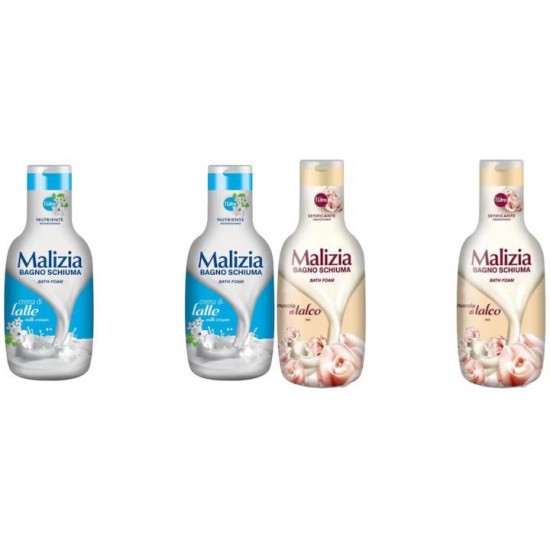 Pachet Promo: 2x Spumant De Baie Malizia Milk Cream 1l + 2x Spumant De Baie Malizia Talco 1l