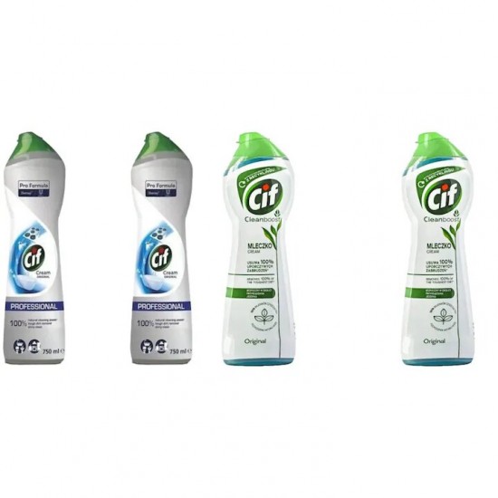 Pachet Promo: 2x Cif Professional Original 750 Ml + 2x Cif Cream Original 300 Ml