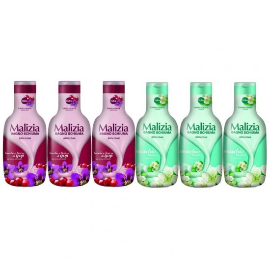 Pachet Promo: 3x Spumant De Baie Malizia Cu Goji Si Flori De Goji 1l + 3x Spumant De Baie Malizia Cu Mosc Alb 1l
