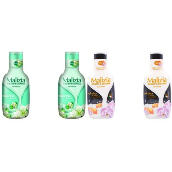 Pachet Promo: 2x Spumant De Baie Malizia Cu Mosc Alb 1l + 2x Spumant De Baie Malizia Orhidea & Ambra 1l