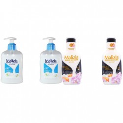 Pachet Promo: 2x Sapun Lichid Malizia Crema De Lapte 300 Ml + 2x Spumant De Baie Malizia Cu Orhidea & Ambra 1l