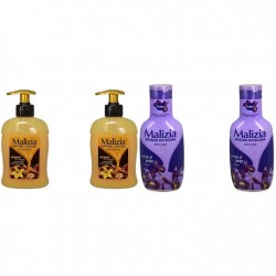 Pachet Promo: 2x Sapun Lichid Malizia Vanilie Si Argan 300 Ml + 2x Spumant De Baie Malizia Cu Petale De Iris 1l