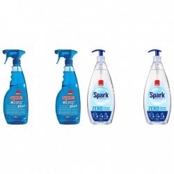 Pachet Promo: 2x Sano Clear Blue 1l + 2x Sano Spark Detergent Lichid Pentru Vase Zero Coloranti Si Parfum 1 L