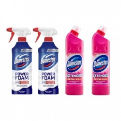 Pachet Promo: 2x Domestos Spray Spuma Baie Briza Marii 435 Ml + 2x Domestos Pink 750 Ml