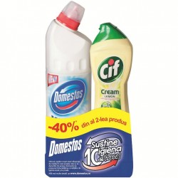 Pachet Promo: Solutie Cif Cream Lemon 500 Ml + Domestos White 750 Ml