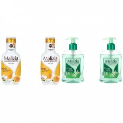 Pachet Promo: 2x Sapun Lichid Malizia Ceai Verde Si Menta 300 Ml + 2x Spumant De Baie Cu Miere Si Ghimbir 1l