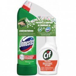 Pachet Promo: Domestos Pine 1 L + Spray Bucatarie Cif 500 Ml