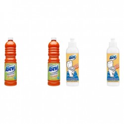 Pachet Promo: 2x Solutie Pardoseli Asevi 1l Portocala + 2x Asevi Odorizant Lichid 24h Wc Elegant, 200ml