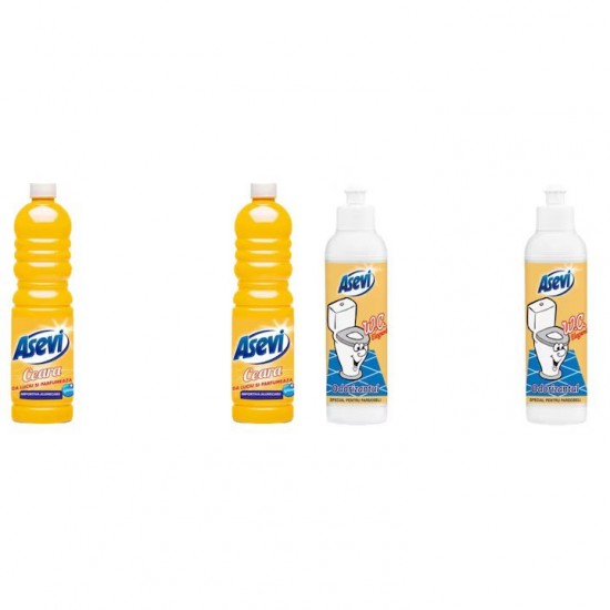Pachet Promo: 2x Solutie Pardoseli Asevi 1l Ceara + 2x Asevi Odorizant Lichid 24h Wc Elegant, 200ml