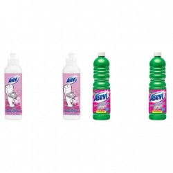 Pachet Promo: 2x Solutie Pardoseli Asevi 1l Green + 2x Asevi Odorizant Lichid 24h Wc Chicle, 200ml
