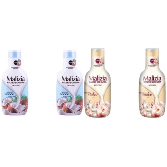 Pachet Promo: 2x Spumant De Baie Malizia Latte Di Cocco 1l + 2x Spumant De Baie Malizia Talco 1l