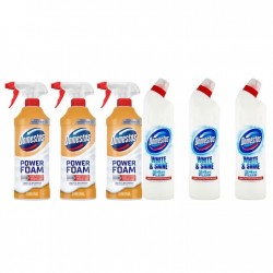 Pachet Promo: 3x Domestos Spray Spuma Baie Lamaie 435 Ml + 3x Domestos White 750 Ml