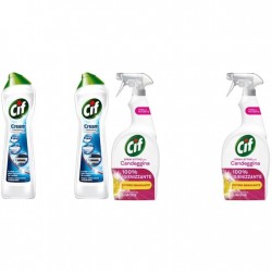 Pachet Promo: 2x Solutie Cif Cream Original 500 Ml + 2x Cif Spray Candeggina Lamaie 650 Ml