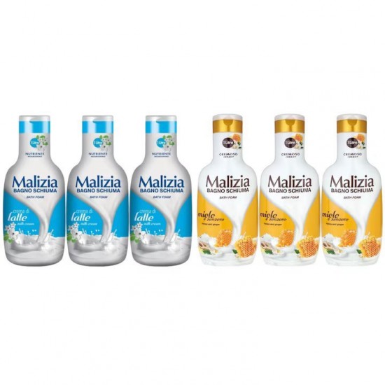 Pachet Promo: 3x Spumant De Baie Malizia Milk Cream 1l + 3x Spumant De Baie Malizia Cu Miere Si Ghimbir 1l