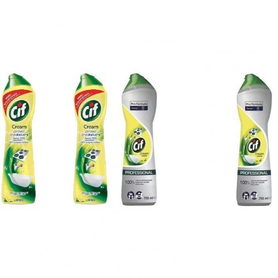 Pachet Promo: 2x Solutie Cif Cream Lemon 500 Ml + 2x Cif Professional Lemon 750 Ml