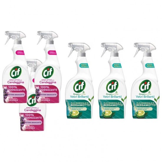 Pachet Promo: 3x Cif Spray Candeggina Lavanda 650 Ml + 3x Cif Vetri Briliant Bergamota 650 Ml