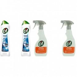Pachet Promo: 2x Solutie Cif Cream Original 500 Ml + 2x Cif Spray Bucatarie 500 Ml